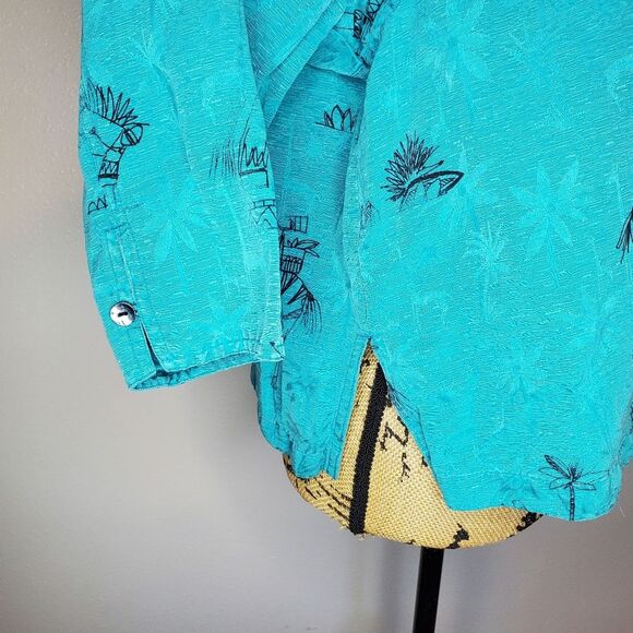 Chico's Silk Linen Blend Novelty Print Button Down Size 2 (Size L) - Picture 8 of 11